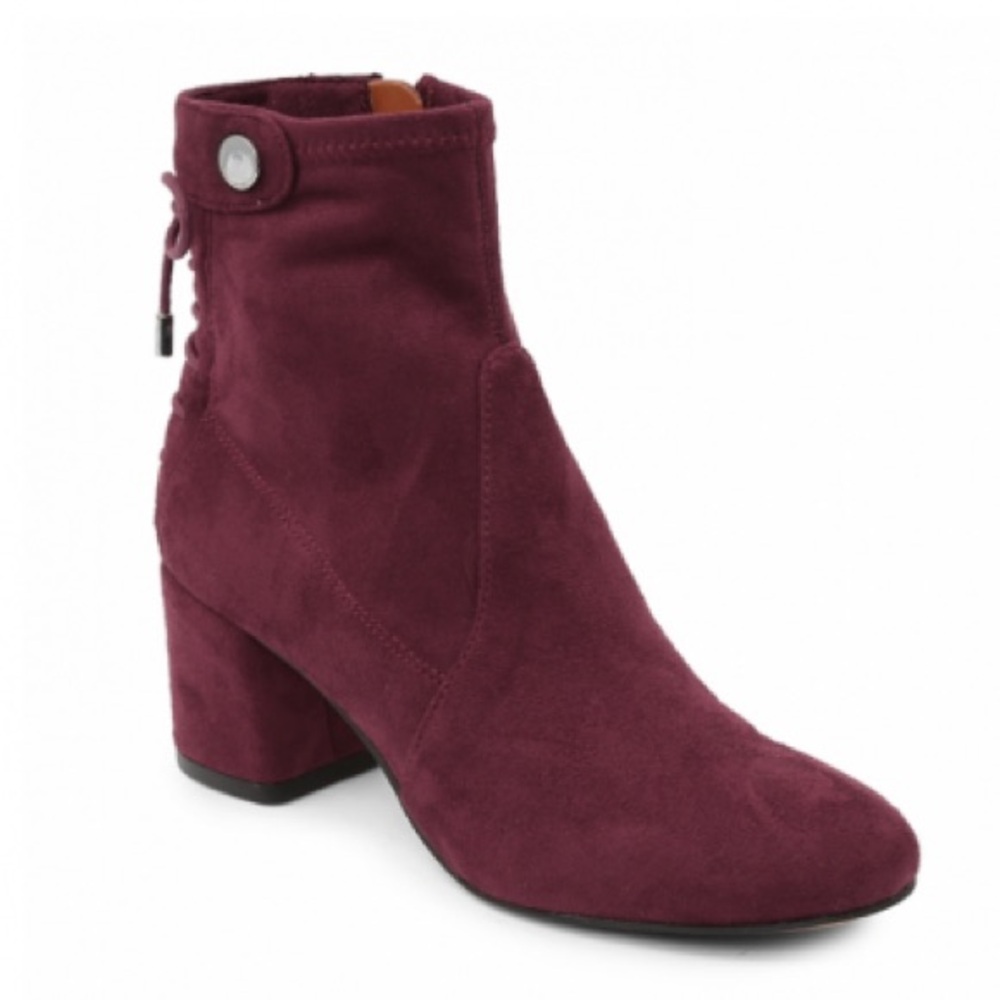 FRANCO SARTO Newton Burgundy Ankle Booties with Chunky Heel